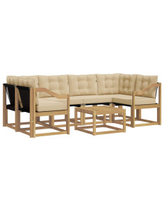 Set di divani da esterno con cuscino 7 pcs Bianco e Beige 2