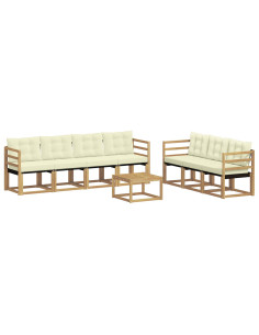 Set di divani da esterno con cuscino 8 pcs Bianco e Crema 2