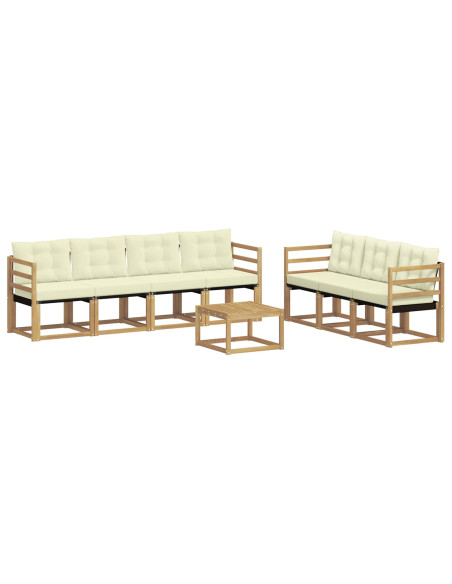 Set di divani da esterno con cuscino 8 pcs Bianco e Crema