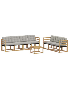 Set di divani da esterno 8 pcs Bianco e Grigio Chiaro 2