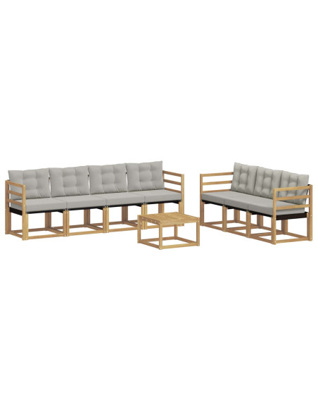 Set di divani da esterno 8 pcs Bianco e Grigio Chiaro