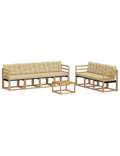 Set di divani da esterno con cuscino 8 pcs Bianco e Beige 2