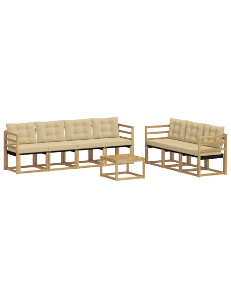 Set di divani da esterno con cuscino 8 pcs Bianco e Beige