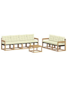 Set di divani da esterno con cuscino 8 pcs Bianco e Crema 2
