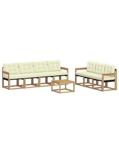 Set di divani da esterno con cuscino 8 pcs Bianco e Crema