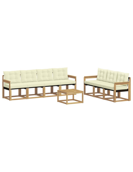 Set di divani da esterno con cuscino 8 pcs Bianco e Crema
