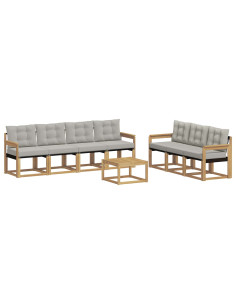 Set di divani da esterno 8 pcs Bianco e Grigio Chiaro 2
