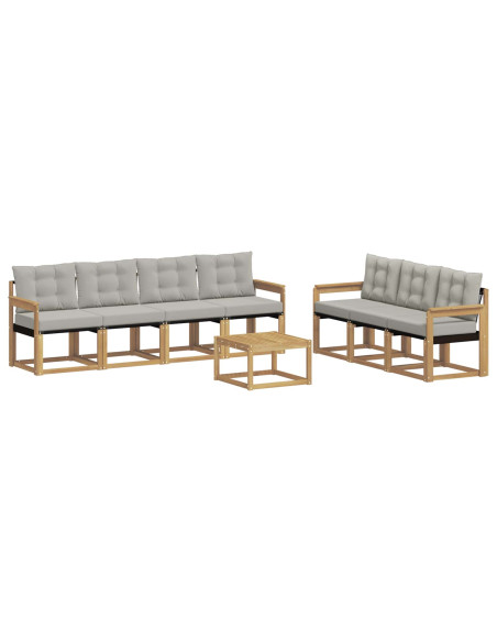 Set di divani da esterno 8 pcs Bianco e Grigio Chiaro