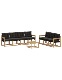 Set di divani da esterno con cuscino 8 pcs Bianco e Nero 2