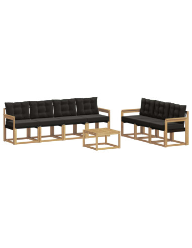 Set di divani da esterno con cuscino 8 pcs Bianco e Nero