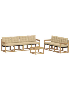 Set di divani da esterno con cuscino 8 pcs Bianco e Beige 2