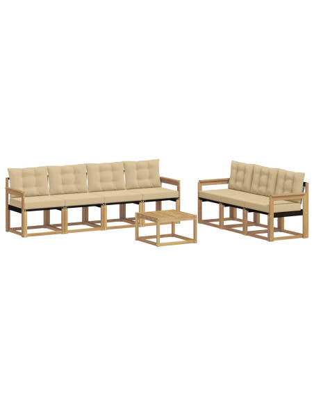 Set di divani da esterno con cuscino 8 pcs Bianco e Beige