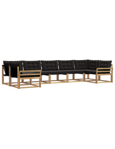 Set di divani da esterno con cuscino 7 pcs Bianco e Nero 2