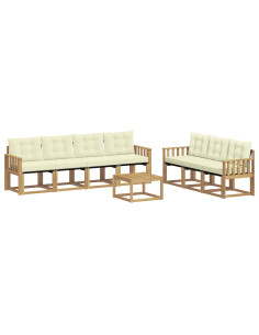 Set di divani da esterno con cuscino 8 pcs Bianco e Crema 2