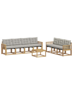Set di divani da esterno 8 pcs Bianco e Grigio Chiaro 2