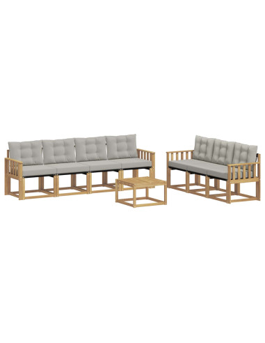 Set di divani da esterno 8 pcs Bianco e Grigio Chiaro