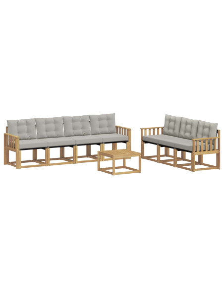 Set di divani da esterno 8 pcs Bianco e Grigio Chiaro