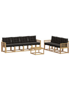 Set di divani da esterno con cuscino 8 pcs Bianco e Nero 2