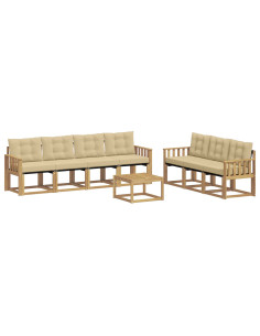 Set di divani da esterno con cuscino 8 pcs Bianco e Beige 2