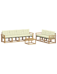 Set di divani da esterno con cuscino 8 pcs Bianco e Crema 2