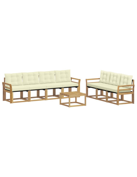Set di divani da esterno con cuscino 8 pcs Bianco e Crema