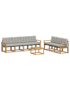 Set di divani da esterno 8 pcs Bianco e Grigio Chiaro 2