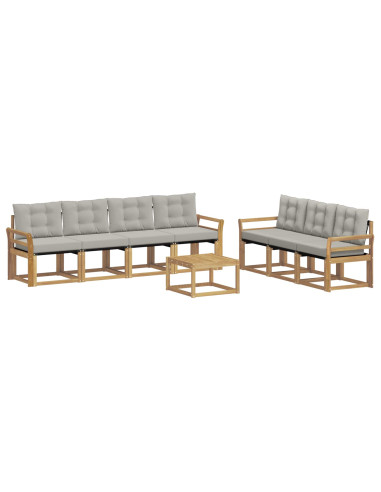 Set di divani da esterno 8 pcs Bianco e Grigio Chiaro
