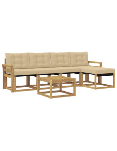 Set di divani da esterno con cuscino 6 pcs Bianco e Beige 2