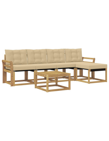 Set di divani da esterno con cuscino 6 pcs Bianco e Beige