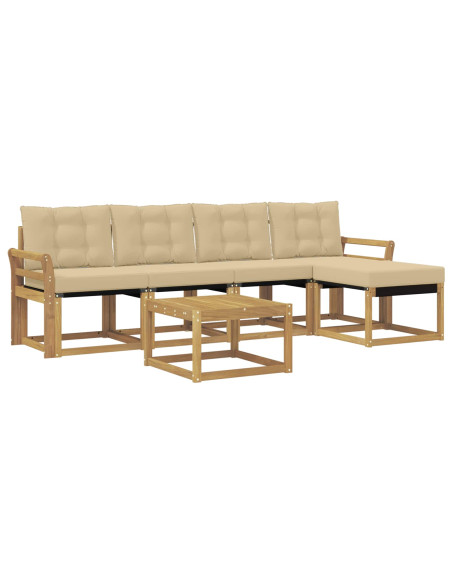 Set di divani da esterno con cuscino 6 pcs Bianco e Beige