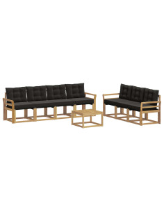 Set di divani da esterno con cuscino 8 pcs Bianco e Nero 2