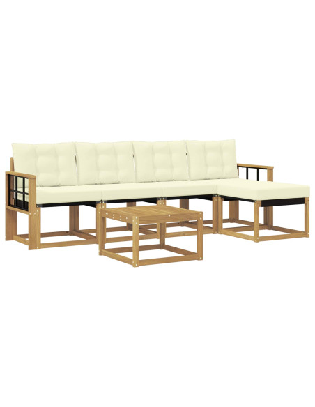 Set di divani da esterno con cuscino 6 pcs Bianco e Crema