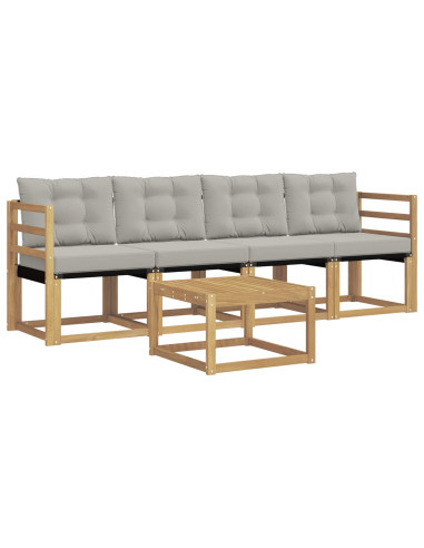 Set di divani da esterno 5 pcs Bianco e Grigio Chiaro