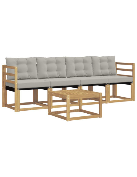 Set di divani da esterno 5 pcs Bianco e Grigio Chiaro