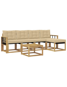 Set di divani da esterno con cuscino 6 pcs Bianco e Beige 2