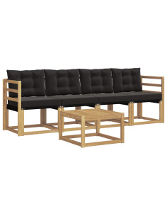 Set di divani da esterno con cuscino 5 pcs Bianco e Nero 2