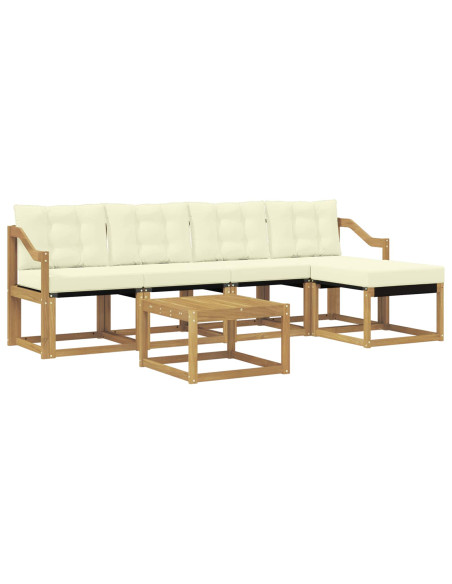 Set di divani da esterno con cuscino 6 pcs Bianco e Crema
