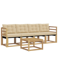 Set di divani da esterno con cuscino 5 pcs Bianco e Beige 2