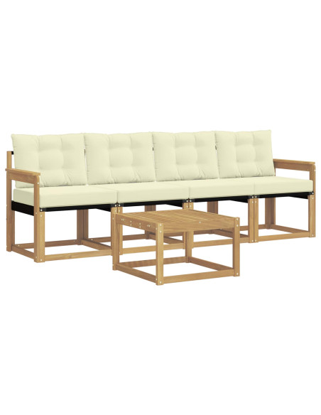 Set di divani da esterno con cuscino 5 pcs Bianco e Crema