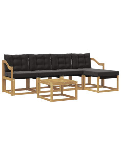 Set di divani da esterno con cuscino 6 pcs Bianco e Nero 2