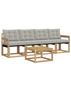 Set di divani da esterno 5 pcs Bianco e Grigio Chiaro 2