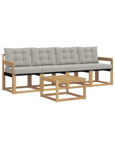 Set di divani da esterno 5 pcs Bianco e Grigio Chiaro