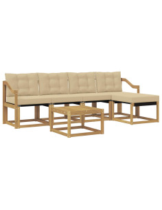 Set di divani da esterno con cuscino 6 pcs Bianco e Beige 2