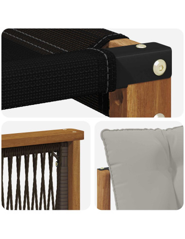 Set di divani da esterno 3 pcs Naturale e Grigio Chiaro