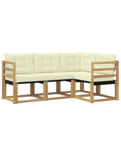 Set di divani da esterno con cuscino 4 pcs Bianco e Crema 2