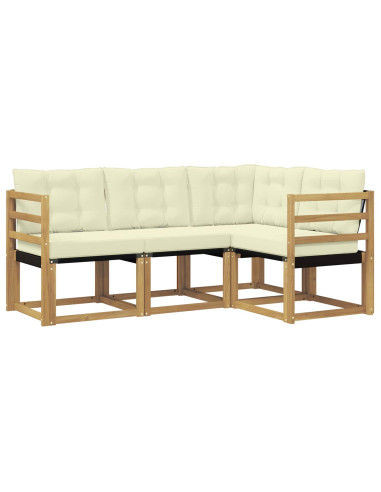Set di divani da esterno con cuscino 4 pcs Bianco e Crema