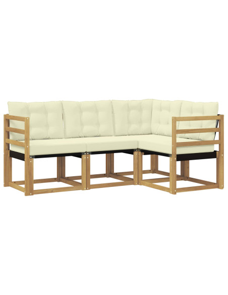 Set di divani da esterno con cuscino 4 pcs Bianco e Crema