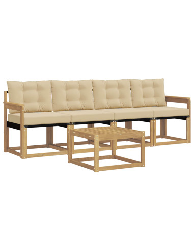 Set di divani da esterno con cuscino 5 pcs Bianco e Beige
