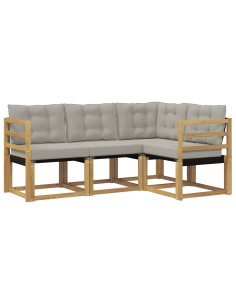 Set di divani da esterno 4 pcs Bianco e Grigio Chiaro 2