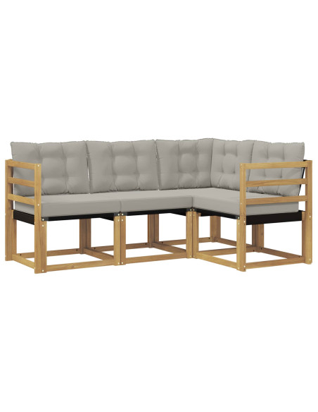 Set di divani da esterno 4 pcs Bianco e Grigio Chiaro